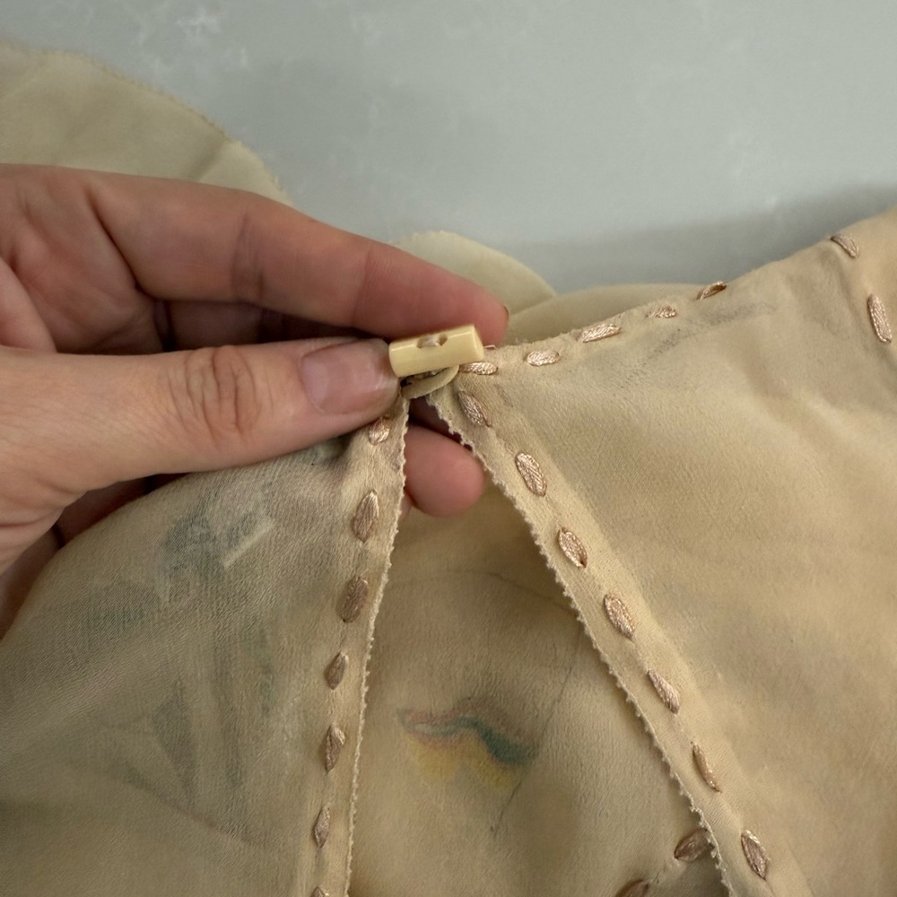 American Retro Beige Embroidered Chiffon Ruffle Tank - Picture 8 of 8